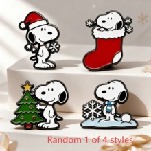 1pc Snoopy Hard Enamel Brooch Set, Polished Metal Edge, Holiday Christmas Theme Decorative Badge, Wearable Badge For Jackets, Backpacks And Hats, Unisex Accessory And Holiday Gift - Multicolor - View 6
