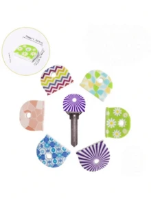 1/6/12pcs Floral Pattern Non-Slip Silicone Key Caps - Durable Non-Slip Key Identifiers, Suitable For Home, Office And Door Keys - Daily Essentials, Perfect For Families And Roommates, Keep Organized, Great Gift Choice - View 5