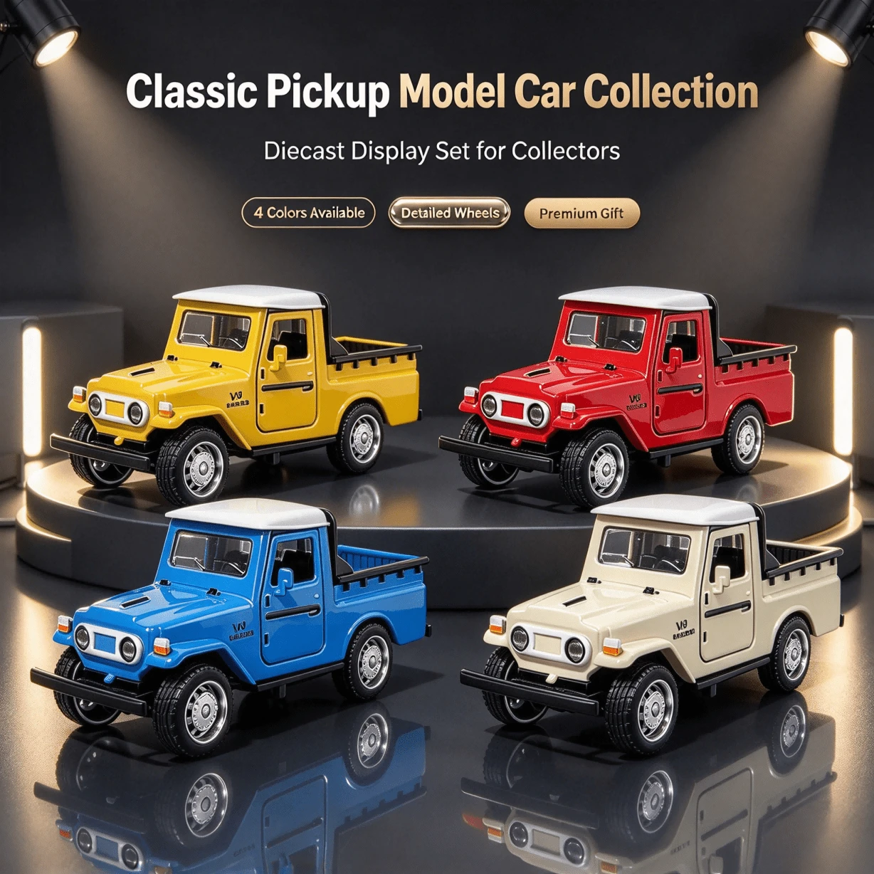 1 st blå Land Cruiser FJ40 pickup modellbil, samlarbil i legering, klassisk modellbil för ungdomar, födelsedagspresent, högtidspresent, present - Multifärgad - Visa 1