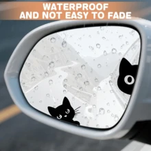 6pcs Black Hide And Seek Vanity Mirror Stickers, Vinyl Waterproof Car Window Decorative Decals, Suitable For Bottles, Skateboards, Motorcycles, Laptops (Hide And Seek) Car Rearview Mirror Decals - A - View 4