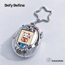 Pods Earphone Protective Case, Waving Lucky Cat Limited Edition, 3D Lenticular Mirror Metal Shell, Pearl Chain, Anti-Drop, DIY Rhinestone Sticker, Pendant Accessory - View 2