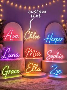 Custom Neon Sign, Customizable Neon Name Sign, Suitable For Wall, Bedroom, Children's Room Decoration, Personalized Neon Sign, Personalized Neon Sign For Wedding, Birthday Party, Christmas, Graduation, Mother's Day And Other Occasions - Baby Pink - View 2