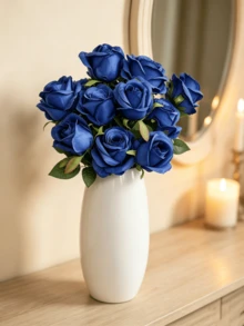 2/1pc Wedding Decoration Rose, Artificial Light Blue Flower And Welcome Sign, For Wedding Ceremony And Reception Decoration - Blue - View 10