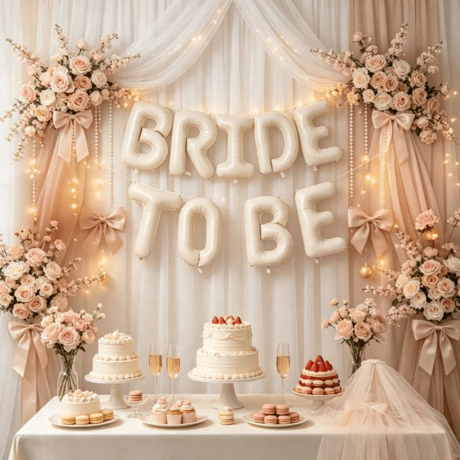 11pcs 16-Inch Cream White "BRIDE TO BE" Letter Balloons - Wedding Party Decorations, Perfect For Bridal Shower, Engagement Ceremony And Summer Events, Wedding Decor - View 1