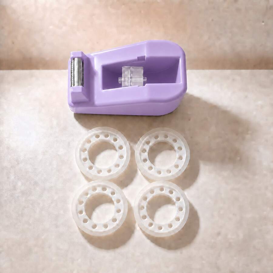 5-In-1 Purple Desktop Tape Dispenser Set, Heavy Duty Non-Slip Tape Holder With 4 Rolls Of Clear Replacement Tape, Portable Desktop Tape Cutter, Suitable For Home, Office, School Classroom, Stationery, Arts & Crafts And Gift Wrapping Supplies - 5Set - View 1