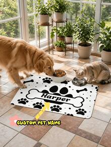 1pc Customized Pet Feeding Mat, Personalized Dog & Cat Name Feeding Placemat, Bowl Mat, Pet Feeding Station Decor, Kitchen Floor Accessory, Pet Lover Gift, Housewarming Gift - Multicolor - View 3