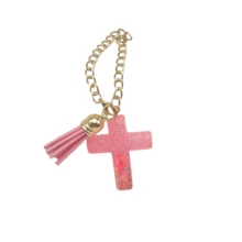 Móc khóa mặt treo hình chữ thập tua rua, tương thích với tay cầm cốc , charm chữ thập nhựa resin lấp lánh, phụ kiện móc khóa đa năng cho ba lô, phụ kiện cầm tay cho nữ (3 màu) - Nhiều màu - Xem 6