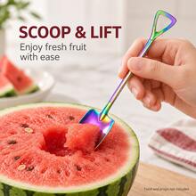 5pcs Stainless Steel Small Spoons, Pointed And Square Head, Creative Triangle Hollow Handle, Suitable For Digging Watermelon, Ice Cream, Mousse Cake, Pudding, Yogurt, Home Afternoon Tea, Friends Gathering, Outdoor Picnic Atmosphere Tableware - View 10
