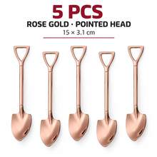 5pcs Stainless Steel Small Spoons, Pointed And Square Head, Creative Triangle Hollow Handle, Suitable For Digging Watermelon, Ice Cream, Mousse Cake, Pudding, Yogurt, Home Afternoon Tea, Friends Gathering, Outdoor Picnic Atmosphere Tableware - View 15