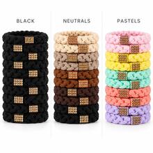10pcs Woven Rhinestone Hair Ties, Cute Elastic Hair Accessories, Women's Ponytail Hair Bands - Multicolor - View 9