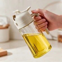 1pc 2-In-1 Dual-Use Oil Dispenser & Sprayer, High Borosilicate Glass Bottle With Non-Drip Spout & Gravity Sensor Lid, Mess-Free Kitchen Cooking Tool For Air Fryer, BBQ, Salad, Easy To Clean - Multicolor - View 2