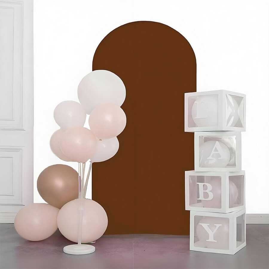 1pc Arch Backdrop, 3 Sizes: 6ft, 6.6ft, 7.2ft, Polyester Micro-Elastic Fabric (Backdrop Only, No Other Products), Suitable For Wedding Party, Birthday Party, Gender Reveal Party, Theme Party, Bohemian Style Scene Decoration, Wedding Arch, Baptism Party, Create Festive Atmosphere, Suitable For Indoor And Outdoor Event Decoration - Brown Bean Paste - View 1