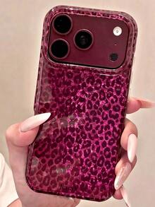 奢華秋季棕色豹紋亮片冰感手機殼，適用於 iPhone 18 Pro Max 18 Pro 17 Pro Max 17 Pro 17 16 Pro Max 16 Pro 16 15 Pro Max 15 Pro 15 14 Pro Max 14 Pro 14 13 Pro Max 13 Pro 13 12 Pro Max 12 Pro 12 11，時尚防震防摔手機殼 - 玫紅色小豹紋 - 查看 5