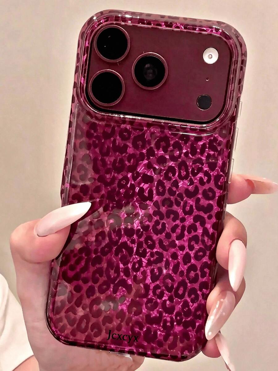 Luxury Autumn Brown Leopard Print Glitter Ice Phone Case, Compatible With IPhone 18 Pro Max 18 Pro 17 Pro Max 17 Pro 17 16 Pro Max 16 Pro 16 15 Pro Max 15 Pro 15 14 Pro Max 14 Pro 14 13 Pro Max 13 Pro 13 12 Pro Max 12 Pro 12 11, Fashion Shockproof Anti-Drop Phone Case