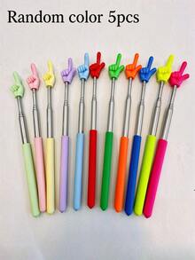 1/3/5pcs, Random Color/Retractable Dual-Finger Reading Rod/Teaching Pointer/Reading Finger Retractable Reading Rod/Teaching Aid Pointer Baton/Teacher's Teaching Rod/Parent-Teacher Teaching Aid Finger Pointer/Book Reading Learning Rod, An Ideal - A - View 9