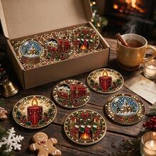 4/8pcs Autumn/Winter New DIY Colorful Pearl Rhinestone + Shiny Diamond Cup Coaster Set, Suitable For Beginners, Applicable For Home, Festival Decoration, DIY Handmade Kit, Perfect Gift Choice For Family And Friends - Rhinestone Coaster/QY214 - View 1
