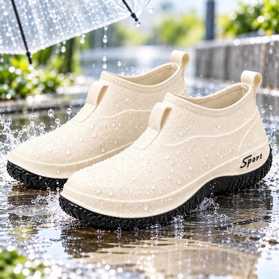1 Pair Women's Short Rain Boots, Slip-On Waterproof Anti-Slip Ankle Boots, Comfortable Lightweight Outdoor Rain Shoes, Suitable For Daily Wear, Travel And Outdoor Use