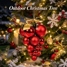 Christmas Hanging Ball String, 21 Mixed-Size Connected Shatterproof Plastic Baubles, Gloss & Matte Double Surface Treatment, Non-Detachable Design, Reusable Holiday Garland For Christmas Tree, Wall, Window, Family Winter Party Decor - A String Of 21 Beads In Various Sizes - View 4