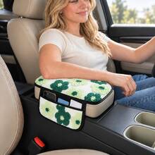 Cute Plush Flower Center Console Armrest Pad (Available In Two Versions: With Dual Storage Pockets Or Without Pockets); Keeps Hands Warm During Autumn And Winter, Protects The Armrest, Universal Fit For All Vehicle Models, Car Interior Accessory. - FSD - View 15