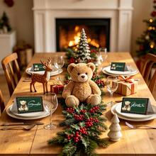 Christmas Plaid Bear Place Cards Green & Red Checkered We Can Bearly Wait Theme Tent-Style Seat Cards For Baby Shower, Birthday, Gender Reveal Party Table Decor - Style a - View 2