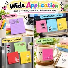 1 Pack Vibrant Color Sticky Note Set, Cute Self-Adhesive Memo Pad, Multiple Sizes Available, Creative Message Note Paper, Suitable For Notebook Decoration, Planner, Office Reminder, Student Stationery Gift, Home Message Board, Holiday Small Gift - Vibrant Sticky Note Set - View 4