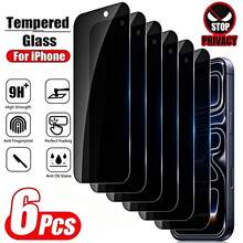 6pcs Privacy Tempered Glass Screen Protector, Black High Hardness, Anti-Peeping, Anti-Scratch, Anti-Drop, Waterproof, Anti-Fingerprint, Compatible With IPhone Duo/18 Pro Max/18 Pro/18/17e/17 Pro Max/17 Pro/17 Air/17/16 Pro Max/16 Pro/16 Plus/16/15 Pro Max/15/14/13/12 And Other Models - Black - View 1