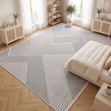 Washable Modern Minimalist Patterned Area Rug – Scandinavian Geometric Design, Contemporary Washable Carpet For Living Room, Bedroom & Home Decor - Black and White - View 9
