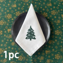 1/2/6pcs Christmas Reindeer Snowflake Christmas Tree Fabric Printed Napkins, Holiday Table Decor Napkins, Party Platter Photo Napkins - Multicolor - View 10