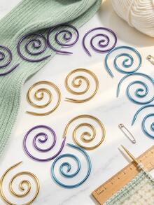 [10pcs]Spiral Knitting Stitch Markers, Purple, Yellow, Blue, Can Be Used To Mark Stitch Rows And Temporarily Hold Stitches, Practical Knitting Accessory - Spiral Needle - View 2