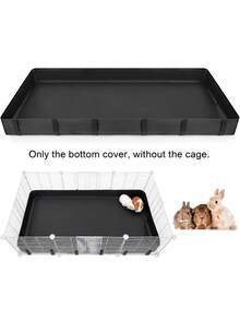 1pc Waterproof Rabbit Playpen Mat, Black Reusable Cage Bottom Liner With Raised Sides, Easy-Clean Floor Protection Cover For Guinea Pigs, Bunnies, Hamsters, Ferrets & Small Animals, Indoor Pet Cage Accessories, All Season - Black - View 1