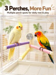 1PC Rotating Suction Cup Parrot Perch, 3 Adjustable Cotton Rope Bird Perches For Budgies, Cockatiels & Lovebirds, Bird Cage Stand Toy, Perching & Chewing Cage Accessory - Suction Cup Parrot Rotating Perch[1pc] - View 3