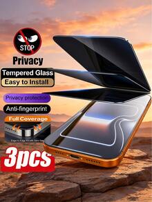 3Pcs Privacy Tempered Glass Screen Protection, Anti Peeping Phone Screen Protector, Full Coverage Scratch Resistant Glass Film, Case Friendly Screen Guard Compatible With IPhone 18 17 Pro Max 16 15 14 13 12 11 - Black - View 2