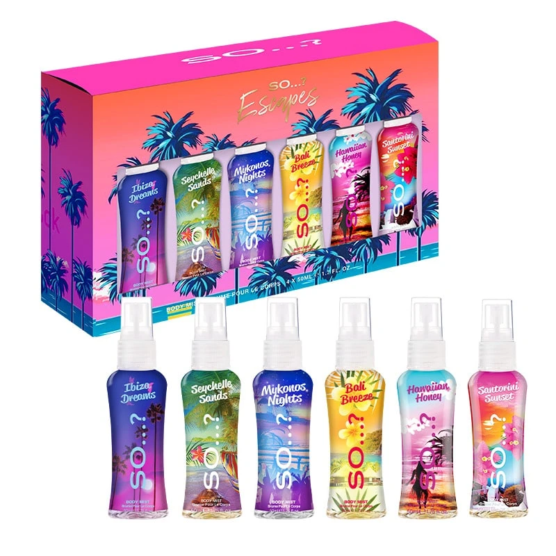 So...? So…? Escapes Grande 6x 50ml Body Mist - Floral, Fruity, Sweet, Fresh, Vanilla, Gourmand - View 1
