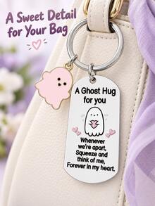 Cute Ghost Keychain, Pink Heart Message Metal Bag Charm, Suitable For Handbags And Backpacks, Ghost Hug Gift, Halloween Gift, Christmas Stocking Filler - Multicolor - View 7