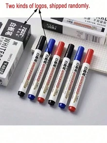10/20pcs Erasable Whiteboard Markers, High Capacity, Teacher Use, Blackboard Drawing, Black, Easy To Erase, Back To School - Multicolor - View 3