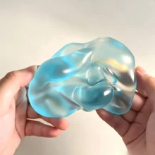 Cute Blue Bubble Squeeze Stress Relief Toy, Soft Elastic Squeezable Fingertip Ball, Transparent Glossy Decompression Toy, Stress-Relieving Touch, Suitable For Office Desk, Relaxation Gift - Multicolor - View 1