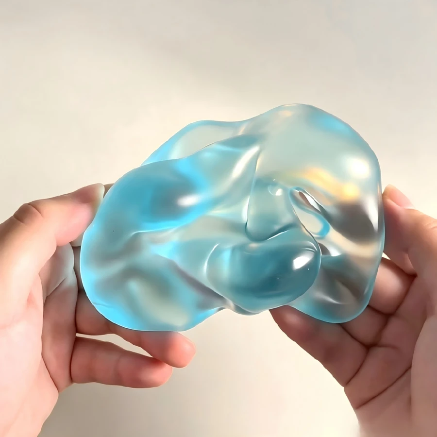 Cute Blue Bubble Squeeze Stress Relief Toy, Soft Elastic Squeezable Fingertip Ball, Transparent Glossy Decompression Toy, Stress-Relieving Touch, Suitable For Office Desk, Relaxation Gift - Multicolor - View 1
