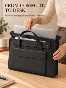 1pcsPU Laptop Bag For MacBook Air 13 Pro 15/16 Inch Notebook Sleeve, Simple Protective Computer Liner Bag For Work Travel Daily Use - Multicolor - View 4