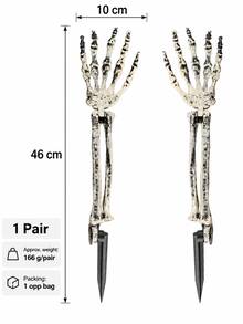 2pcs Realistic Halloween Skeleton Hand Stakes, Creepy Bone Hand Ground Insert Decorations, Mixed Hand Poses Graveyard Yard Lawn Garden Walkway Outdoor Decor, Haunted House Party Cemetery Props, Halloween Outdoor Decorations,Colors Random - Multicolor - View 12