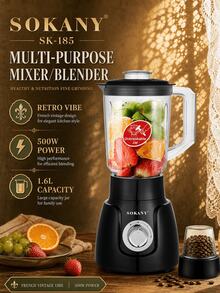 SOKANY Multifunctional Juicer, Blender, Grinder, Meat Grinder, With Grinding Cup, Multifunctional, Stainless Steel Blades, Fast Juicing, Meat Grinding, Juicing, Coffee Grinding, 1.6L Large Capacity, 2-Speed Adjustable, Easy To Clean And Store, Suitable For Home Use. - Black - View 1