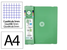 LIDERPAPEL Antartik Carpebloc A4 Binder With 5mm Grid Refill, 4 Rings, 35mm, Assorted Colors, Durable And Resistant, Offers Protection Against Impacts And Light Moisture, First-Class Quality Guaranteed - MATCHA GREEN - View 1
