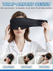 Full Coverage Blackout Sleep Eye Mask, Soft Skin-Friendly Fabric, Breathable And Lightweight. Extra Wide Full Wrap Design, Snug Fit To Face, Effectively Blocks Light For Deep Sleep. Hook And Loop Adjustable Design, Comfortable Fit Without Pressure. Suitable For Nighttime Rest, Napping, Office Breaks, Airplane, Long-Distance Travel. Simple And Versatile, Compact Storage, Perfect Sleep Accessory For Students And Office Workers, Christmas Gift - Multicolor - View 4