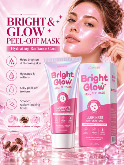 Masker Wajah Peel-Off Korea yang Mencerahkan dan Melembapkan, Masker Wajah Pelembap dan Bercahaya, Perawatan Kulit Korea yang Menutrisi Secara Mendalam, Cocok untuk Semua Jenis Kulit Wanita, Perawatan Wajah Musim Gugur/Dingin, Hadiah Natal