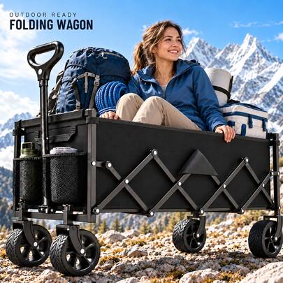 Carrito plegable de alta resistencia de 700 libras, carro utilitario plegable de gran capacidad con ruedas giratorias de 360°, tela Oxford 600D, mango ajustable para camping, compras, jardín y deportes