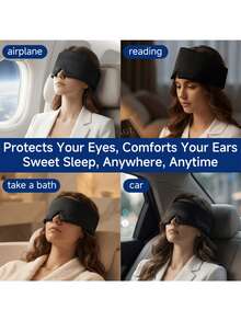 Full Coverage Blackout Sleep Eye Mask, Soft Skin-Friendly Fabric, Breathable And Lightweight. Extra Wide Full Wrap Design, Snug Fit To Face, Effectively Blocks Light For Deep Sleep. Hook And Loop Adjustable Design, Comfortable Fit Without Pressure. Suitable For Nighttime Rest, Napping, Office Breaks, Airplane, Long-Distance Travel. Simple And Versatile, Compact Storage, Perfect Sleep Accessory For Students And Office Workers, Christmas Gift - Multicolor - View 6