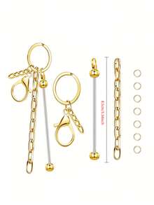 13/62/124pcs Beaded Keychain Kit, Includes 4 Blank Beaded Rods, Keychains, Chains, Open Rings - Silver/Gold/Rose Gold Blank Beaded Keychains - Beaded Keychain Making Gifts, Wallet Making, DIY Wallet Making - Keychain - View 8