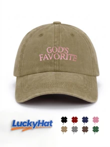 1pc Washed Baseball Cap, Printed With GOD'S FAVORITE, Vintage Dad Hat, Unisex, Y2K Street Style Sun Hat, Suitable For Summer Travel And Daily Wear - A - View 16