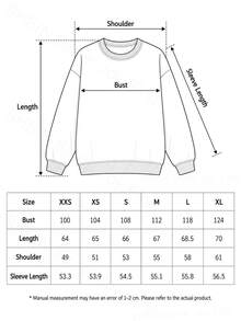 Women's Vintage Letter Print Sweatshirt, Black Loose Fit Crew Neck Long Sleeve Casual Pullover - Black - View 3