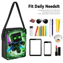 Pixel Art Green Warrior Print 3 Pieces Set Large Capacity Backpack + Crossbody Bag + Pencil Case, Adjustable Breathable Shoulder Straps, Fashion Pixel Block Adventure Game Theme Daily Commute Storage Set - Printed Bag - View 3