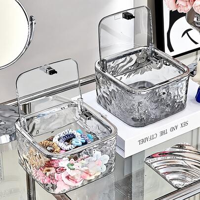 Scatola di stoccaggio in plastica impermeabile con coperchio, scatola di stoccaggio per gel per il bucato, perfetta per organizzare accessori per capelli, gioielli e piccoli oggetti, organizer per armadietti del bagno | Scatola di stoccaggio decorativa | Scatola con chiusura sicura